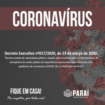 Município publica novo decreto sobre o enfrentamento do coronavírus 